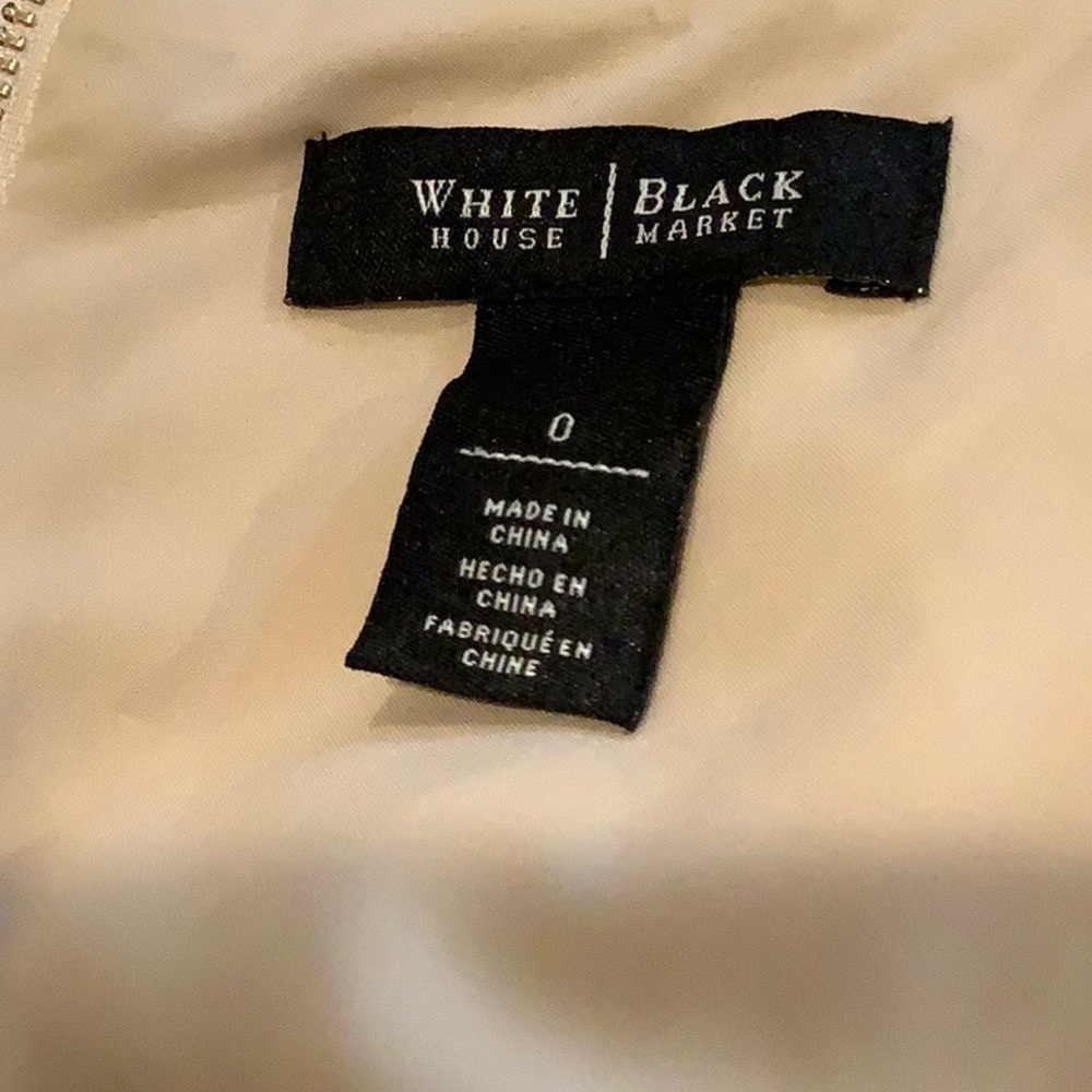 WHITE HOUSE/BLACK MARKET Metallic Cream/Gold Sorority Formal Fancy Event Dress 0 - Picture 7 of 10